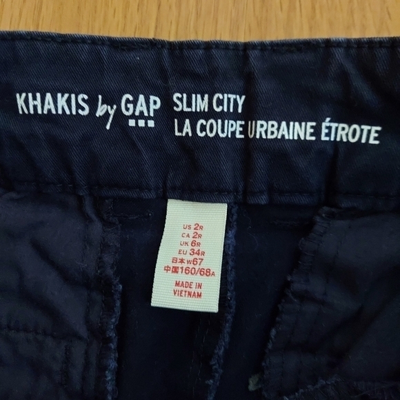GAP Factory Blue Slim City Khaki Pants Ankle Size 2 Regular - Picture 2 of 4